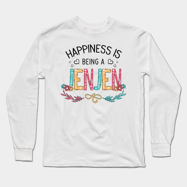Happiness Is Being A Jenjen Wildflowers Valentines Mothers Day Long Sleeve T-Shirt by KIMIKA